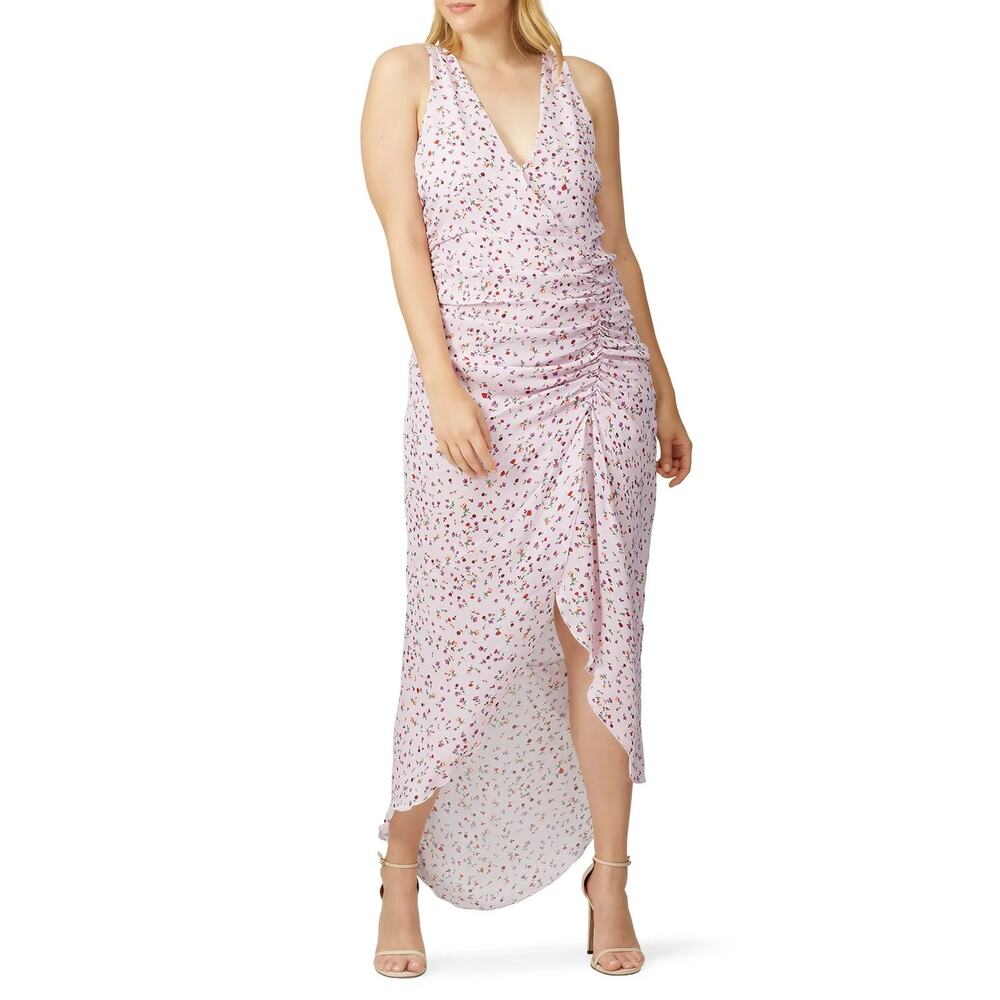 Nicholas Silk Dress Floral Drape Ruched Boho Summer Hoco Grad Party Dainty US 8